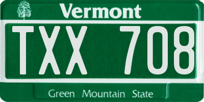 VT license plate TXX708