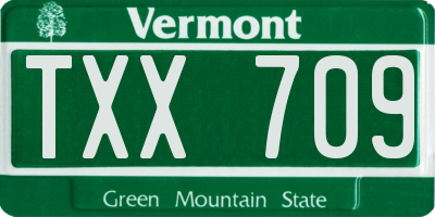 VT license plate TXX709