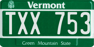 VT license plate TXX753
