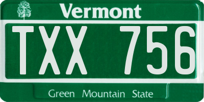 VT license plate TXX756