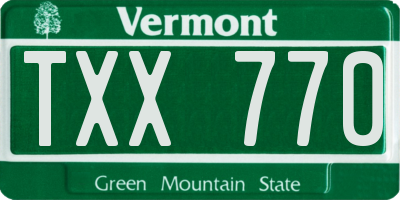 VT license plate TXX770