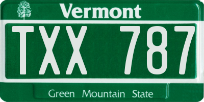 VT license plate TXX787