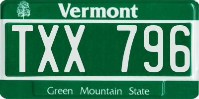 VT license plate TXX796