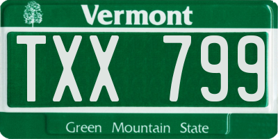 VT license plate TXX799