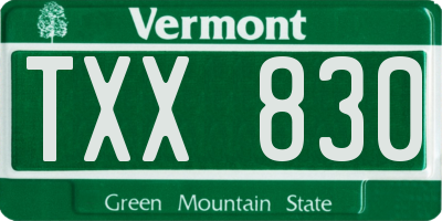 VT license plate TXX830