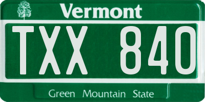 VT license plate TXX840