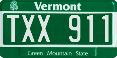VT license plate TXX911
