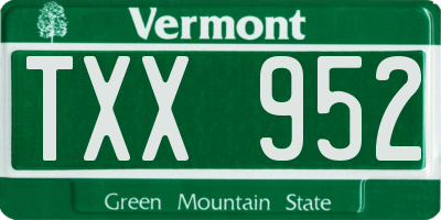 VT license plate TXX952