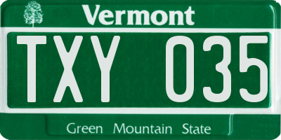 VT license plate TXY035