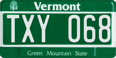 VT license plate TXY068