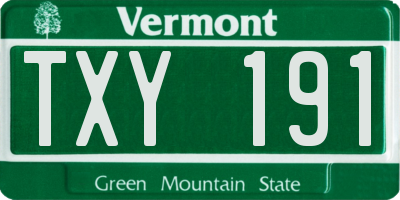 VT license plate TXY191