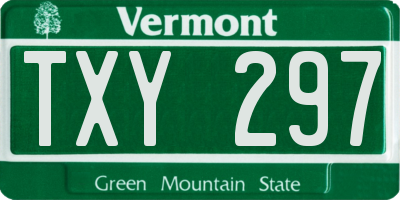 VT license plate TXY297