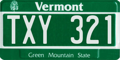 VT license plate TXY321