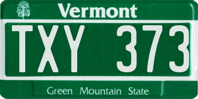 VT license plate TXY373