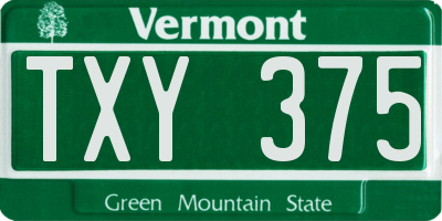 VT license plate TXY375