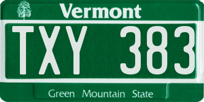 VT license plate TXY383