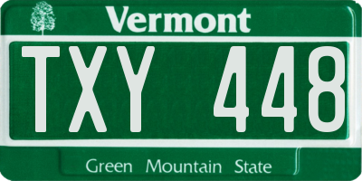 VT license plate TXY448