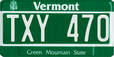 VT license plate TXY470