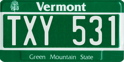 VT license plate TXY531
