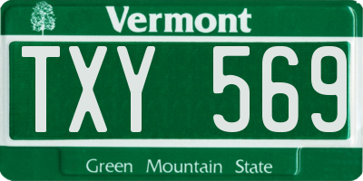 VT license plate TXY569