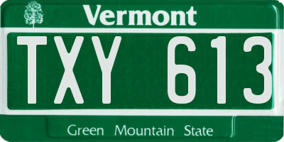 VT license plate TXY613