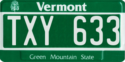 VT license plate TXY633