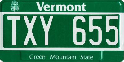VT license plate TXY655