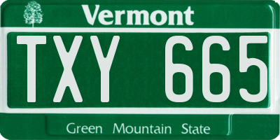 VT license plate TXY665