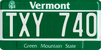 VT license plate TXY740