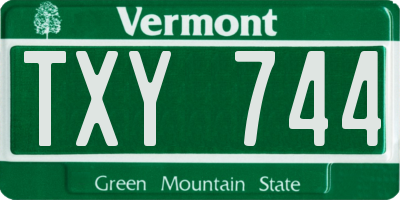 VT license plate TXY744