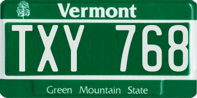 VT license plate TXY768