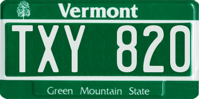 VT license plate TXY820