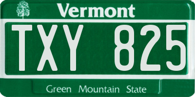 VT license plate TXY825
