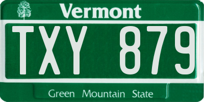 VT license plate TXY879