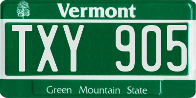 VT license plate TXY905