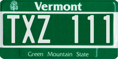 VT license plate TXZ111
