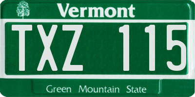 VT license plate TXZ115