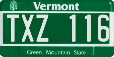 VT license plate TXZ116
