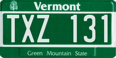 VT license plate TXZ131