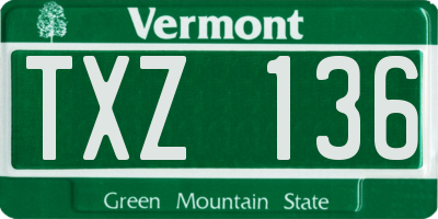 VT license plate TXZ136