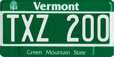 VT license plate TXZ200