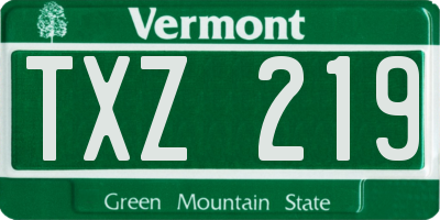 VT license plate TXZ219