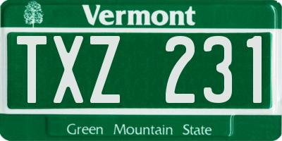 VT license plate TXZ231
