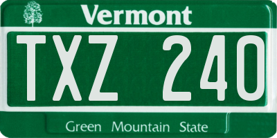 VT license plate TXZ240