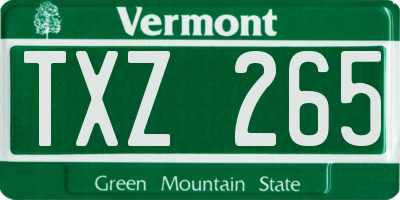 VT license plate TXZ265