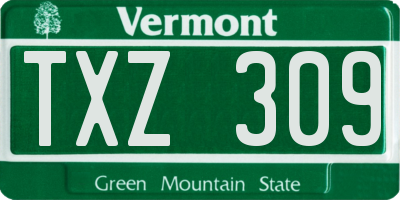 VT license plate TXZ309