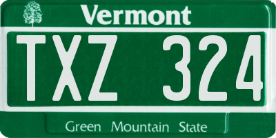 VT license plate TXZ324