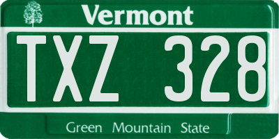 VT license plate TXZ328