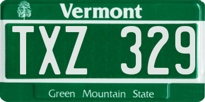 VT license plate TXZ329