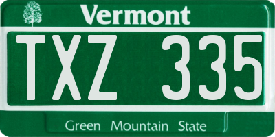 VT license plate TXZ335
